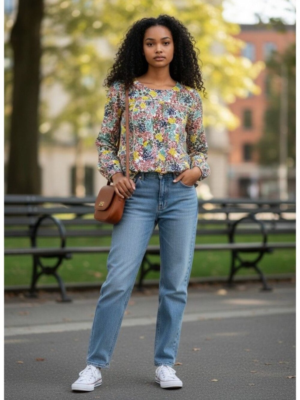Loft Outlet Floral Long Sleeve Blouse Keyhole Polyester Womens M Multicolor